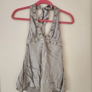 Halter top with sequins and beads